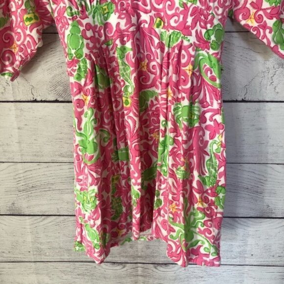 Lilly Pulitzer V-Neck Pink Green Tie Dress XS - Picture 7 of 7